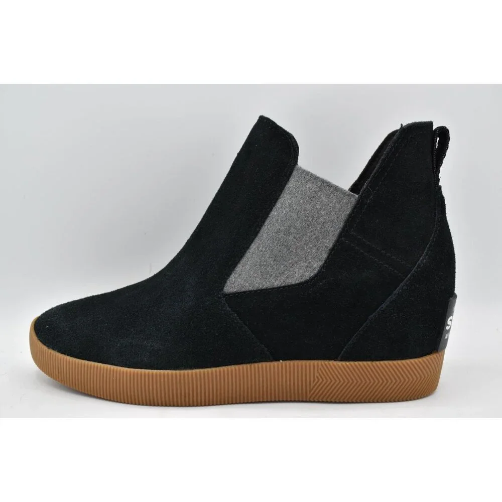 Sorel Womens Size 9 Out N About Black Gum Waterproof Slip On Wedge Booties Boots